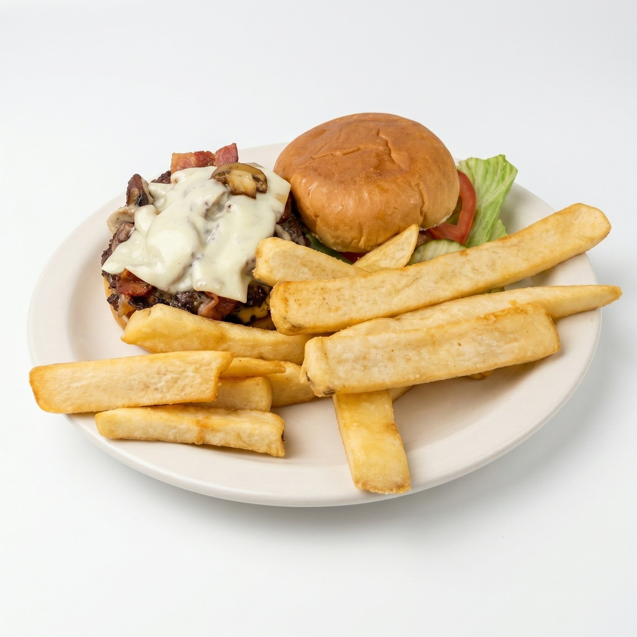 Mushroom Swiss Burger.