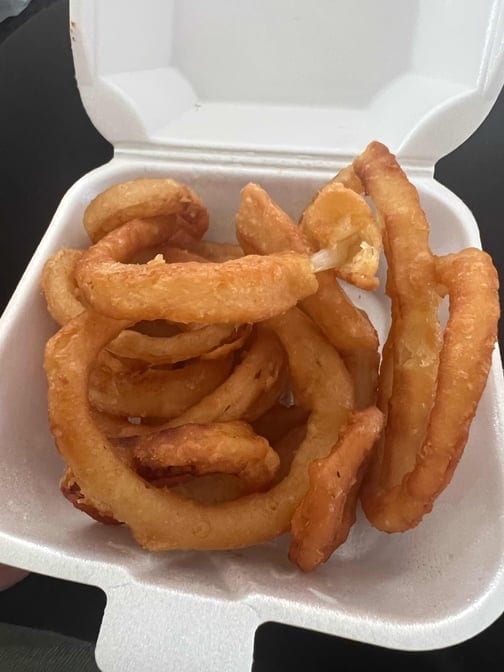 Hand Battered Onion Rings.