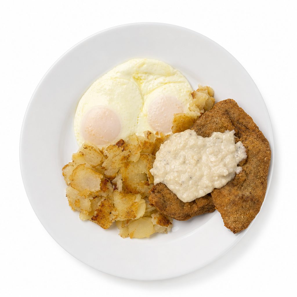 Country Fried Steak & Eggs.