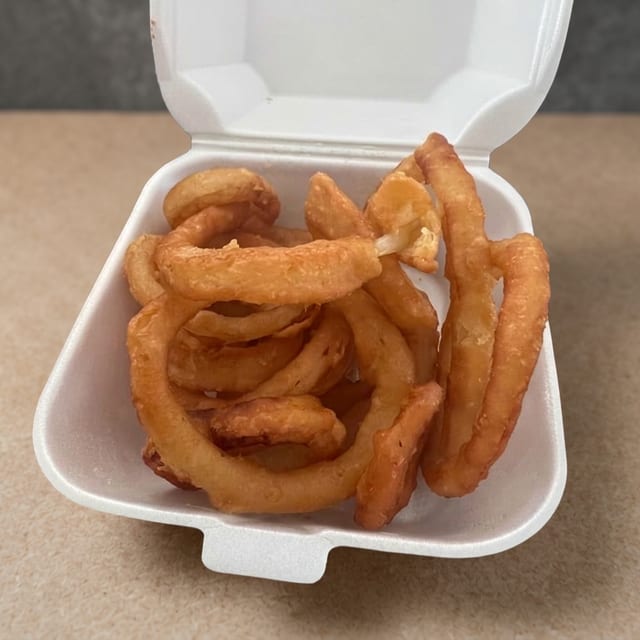 Hand Battered Onion Rings.