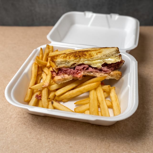 Gg's Double Cheese Deli Sandwich.