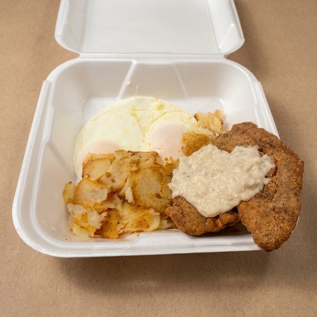 Country Fried Steak & Eggs.